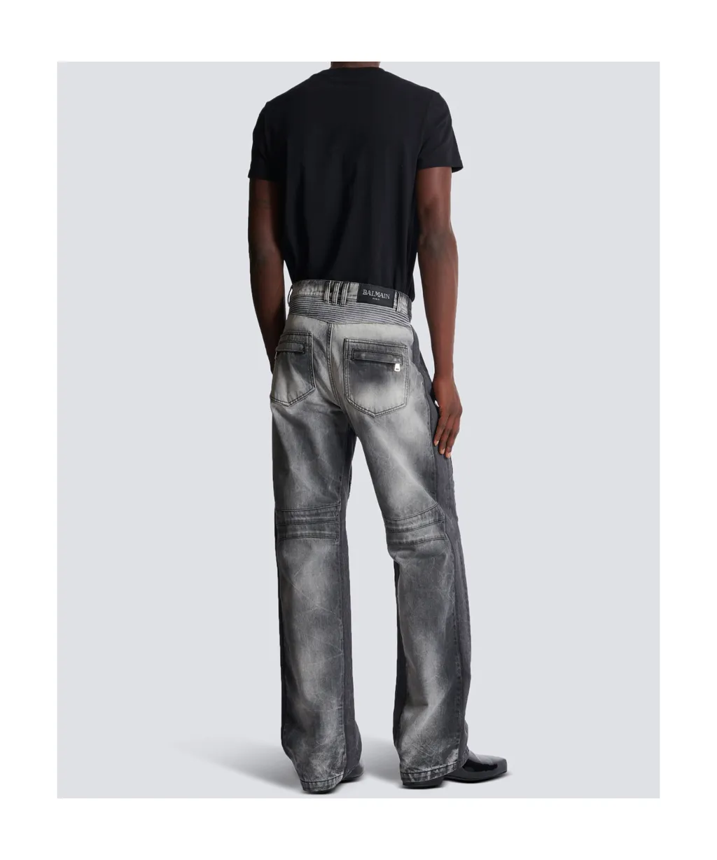 Loose-Fit Denim Biker Jeans