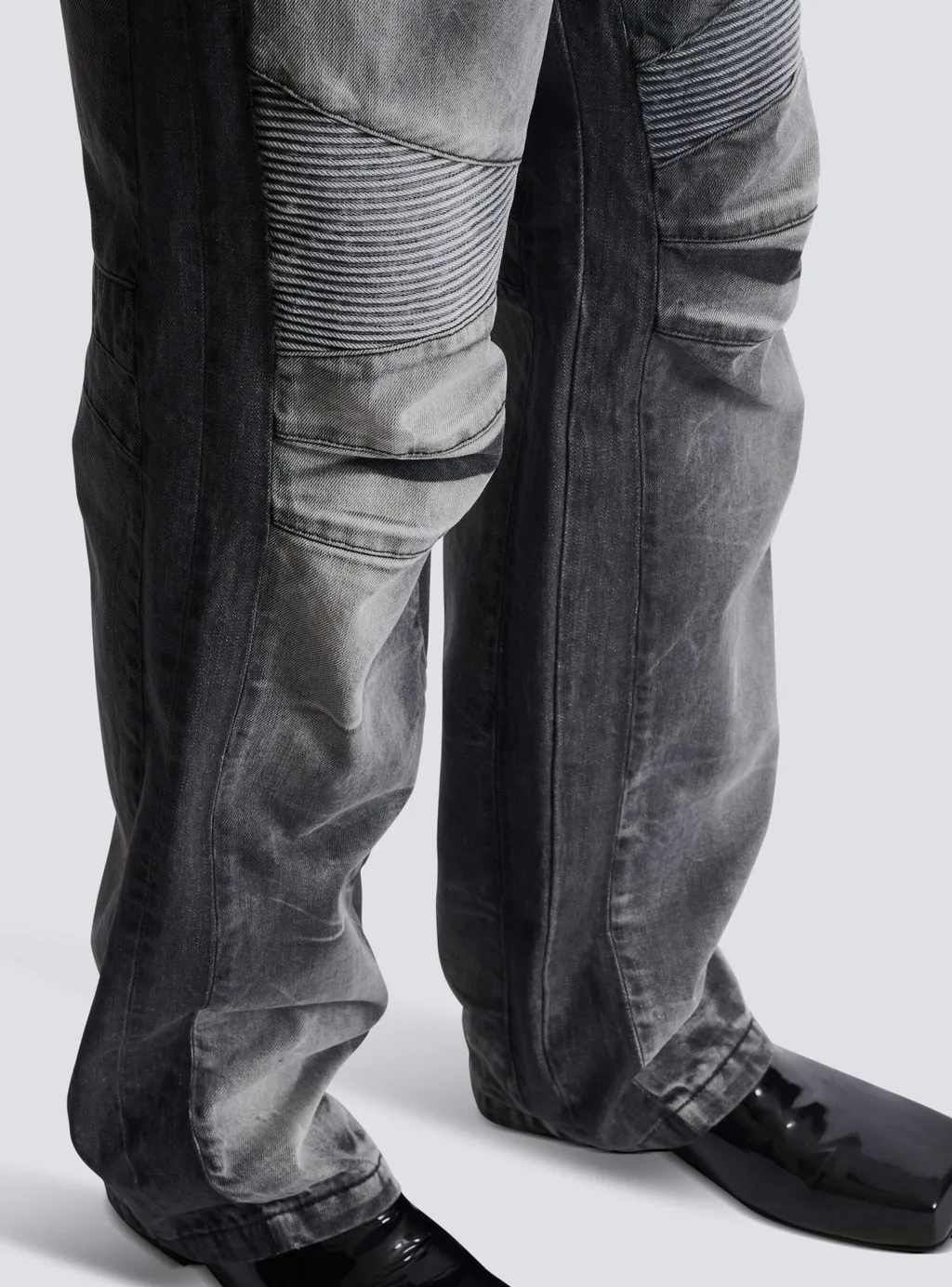 Loose-Fit Denim Biker Jeans