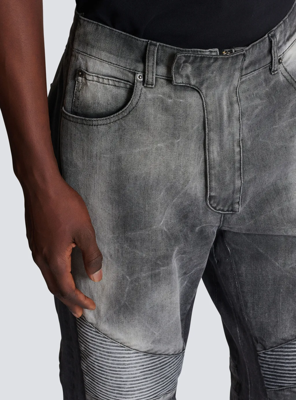 Loose-Fit Denim Biker Jeans