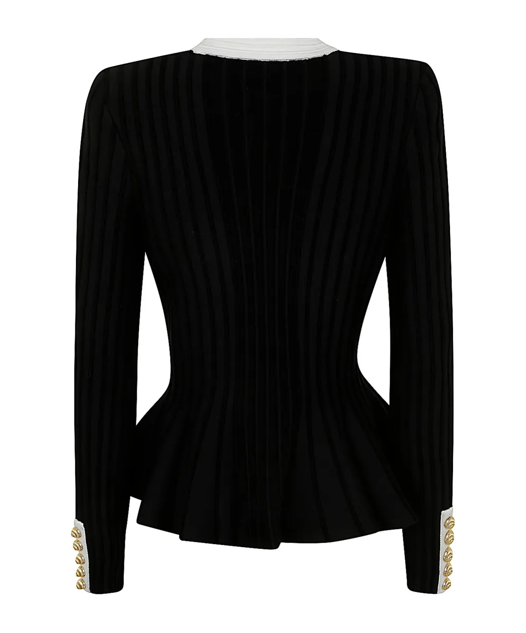 Button-Detailed V-Neck Jacket