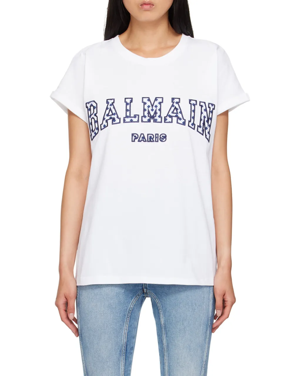 Checked Letter Crewneck T-Shirt