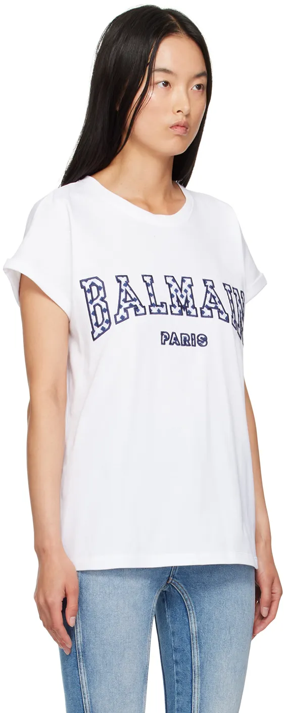 Checked Letter Crewneck T-Shirt