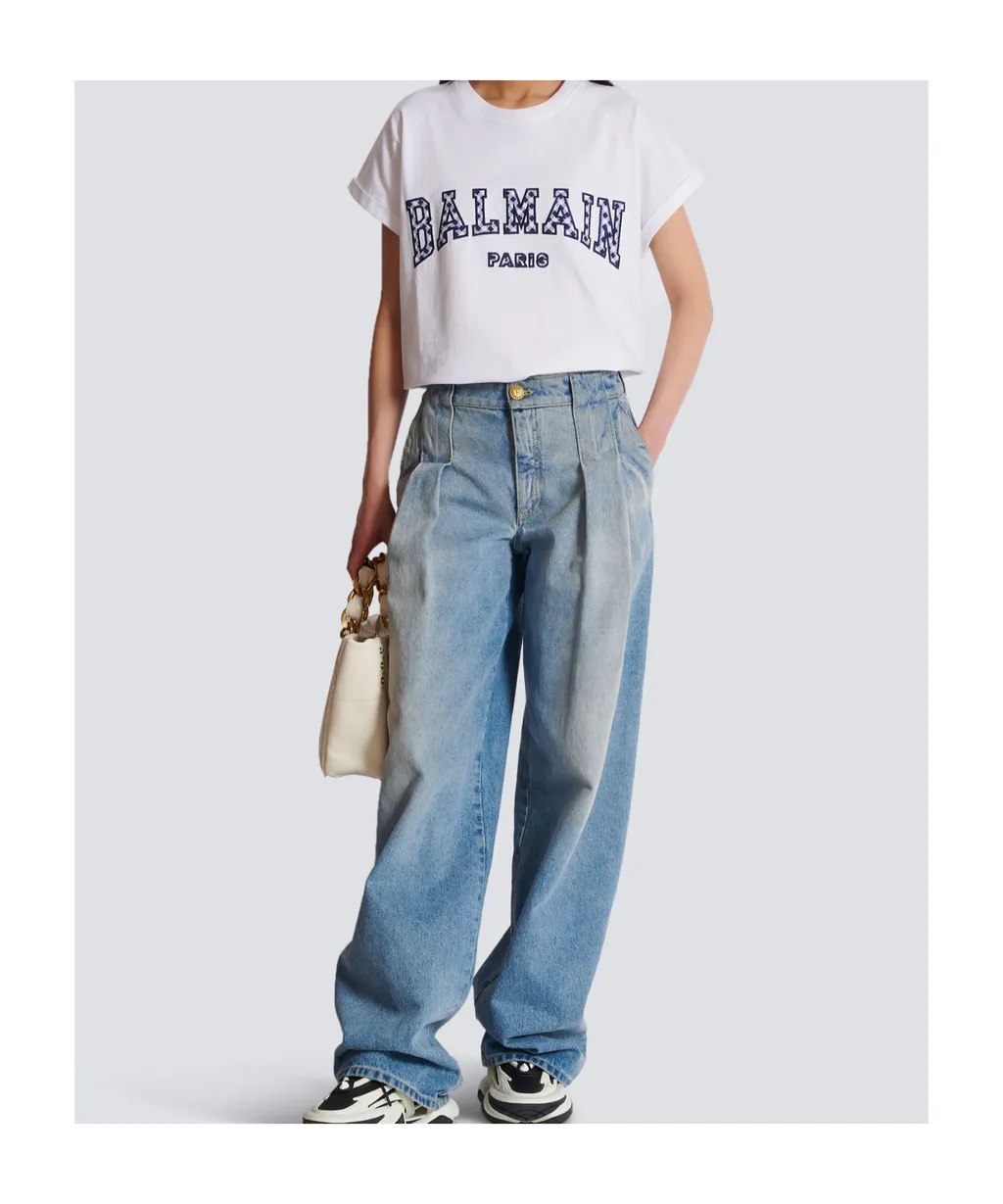 Checked Letter Crewneck T-Shirt