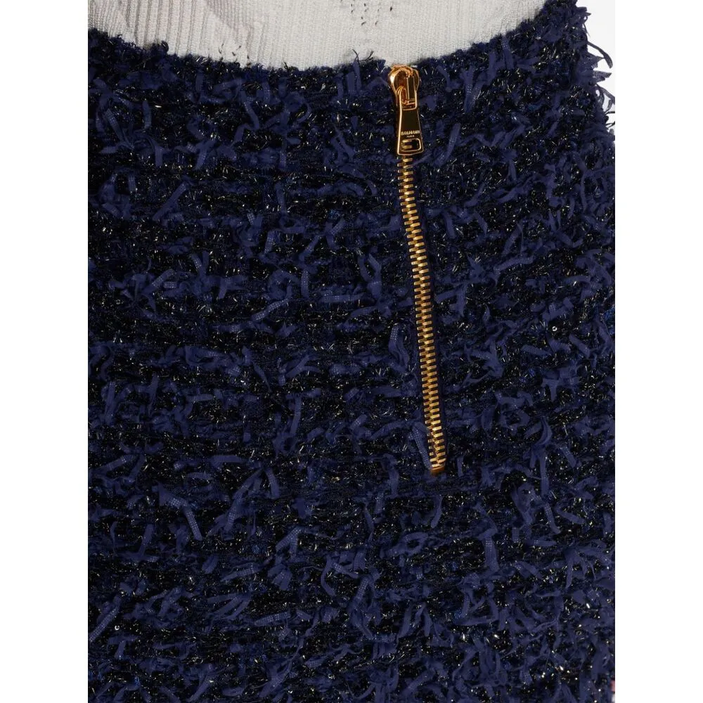Tweed Button-Detailed Mini Skirt