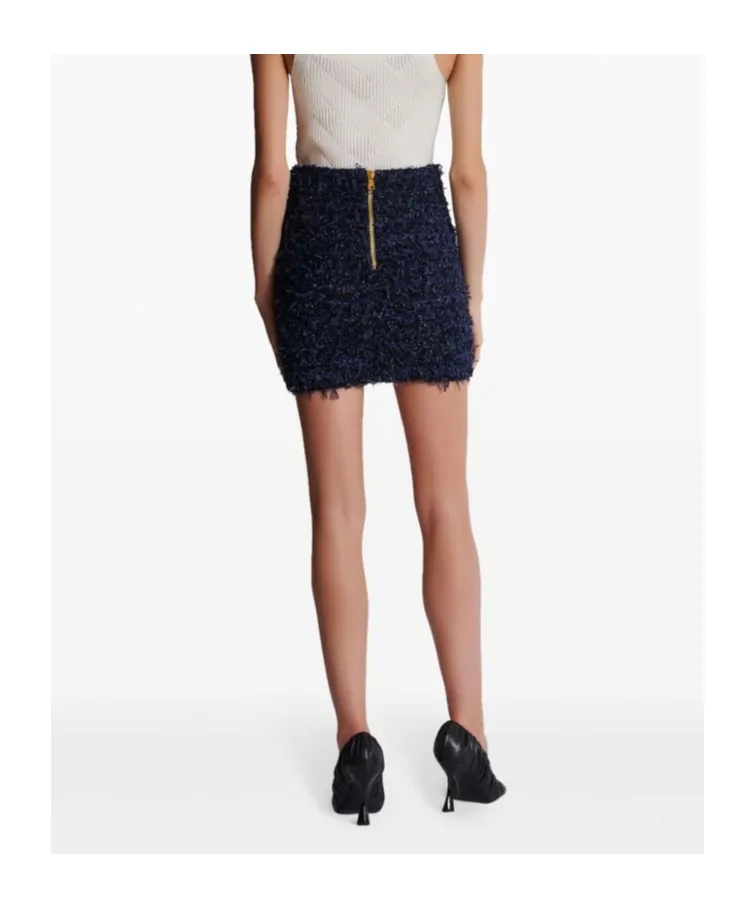 Tweed Button-Detailed Mini Skirt