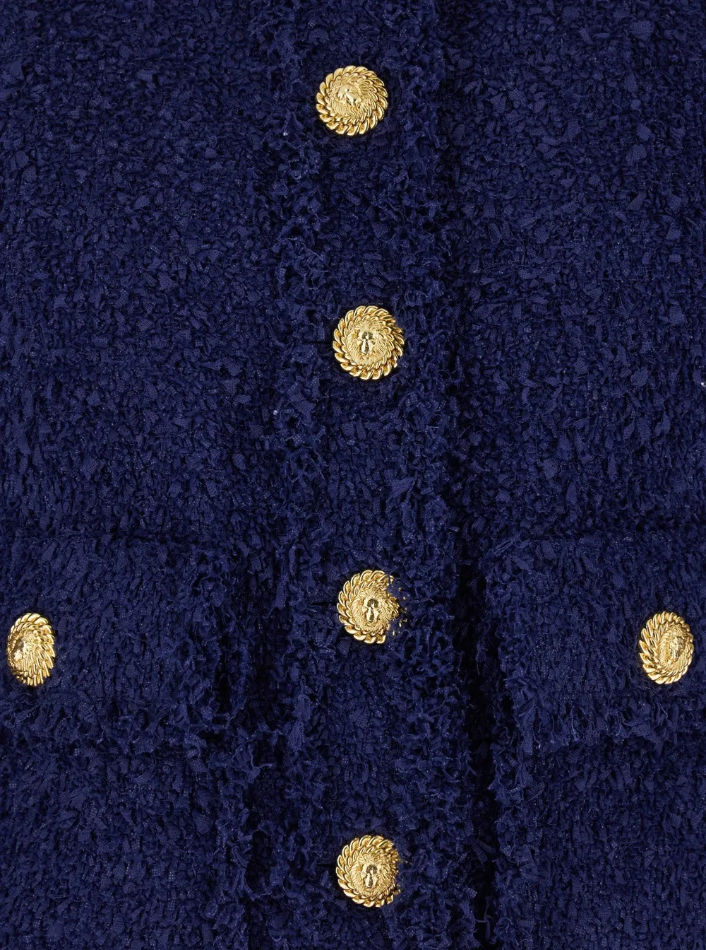 Button-Detailed Cropped Tweed Jacket