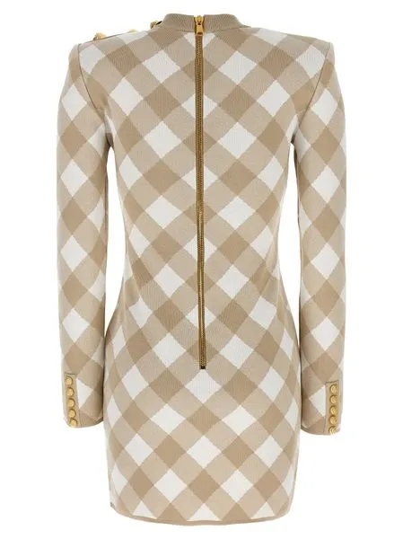 Checked Knit Mini Dress
