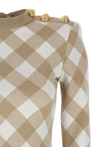 Checked Knit Mini Dress