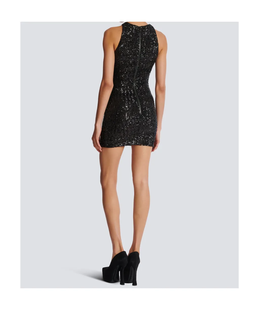 Embroidered Grape Motif Sleeveless Mini Dress
