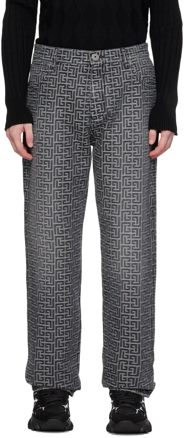 Monogrammed Jacquard Denim Jeans