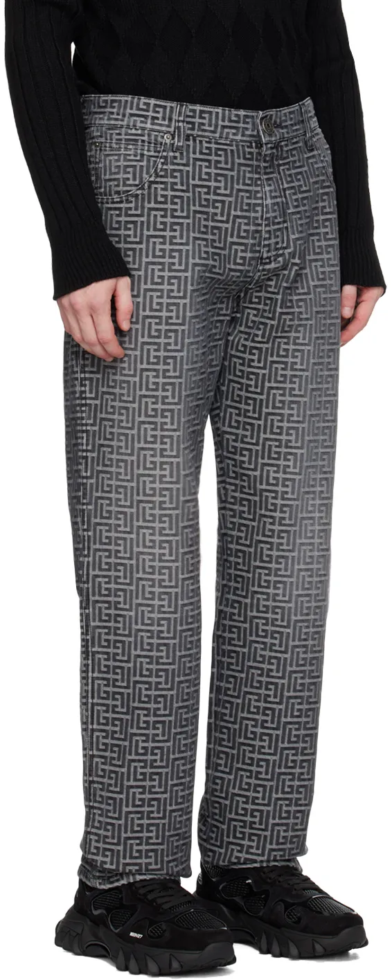 Monogrammed Jacquard Denim Jeans
