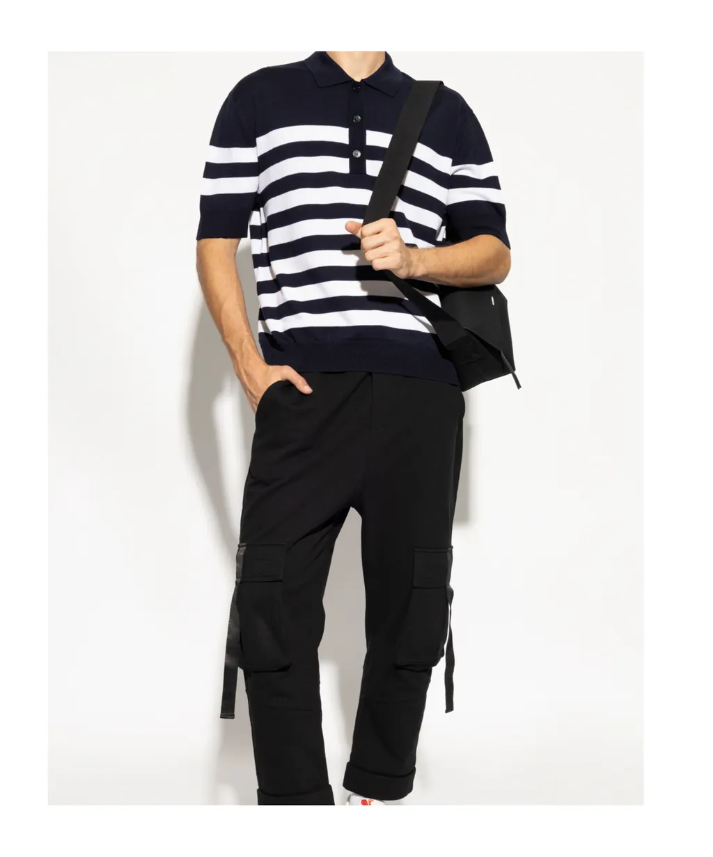 Logo Patch Striped Polo Shirt