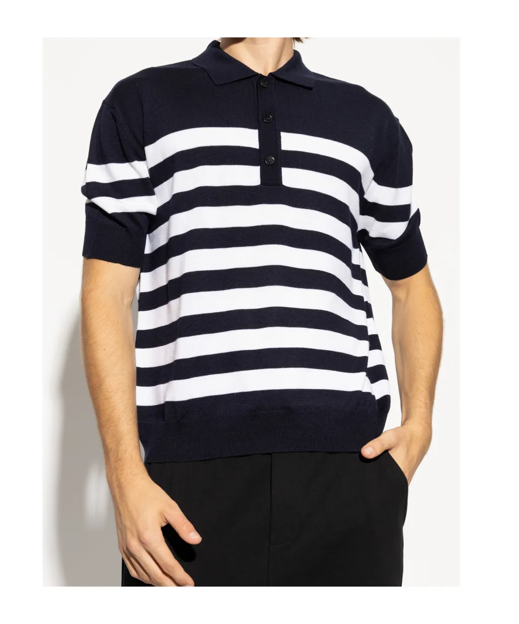 Logo Patch Striped Polo Shirt