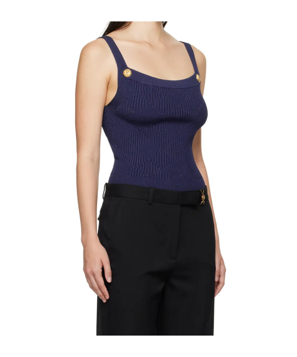 Square-Neck Jacquard Pattern Vest