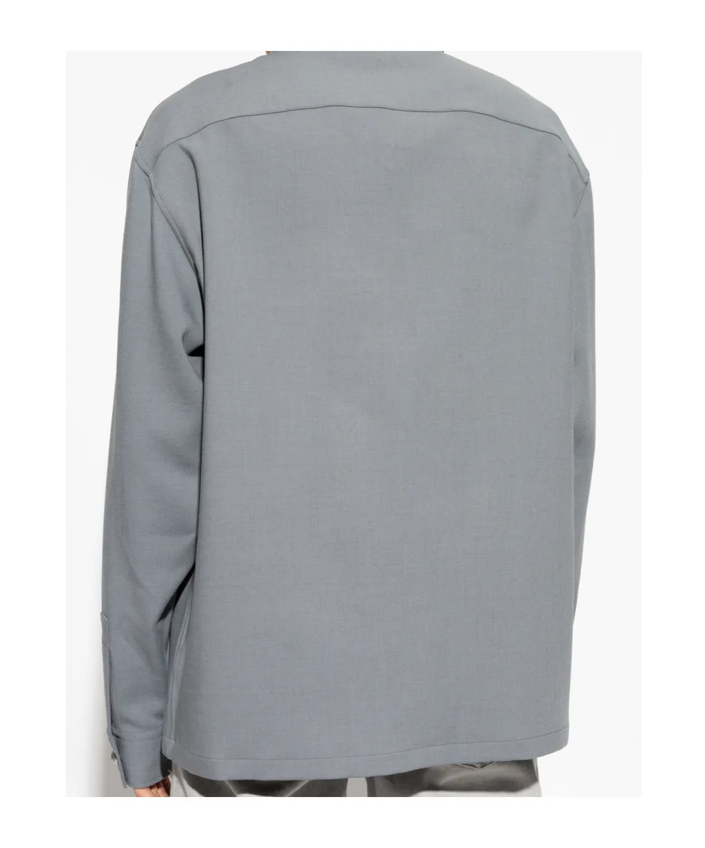 Embossed Button Straight Hem Shirt