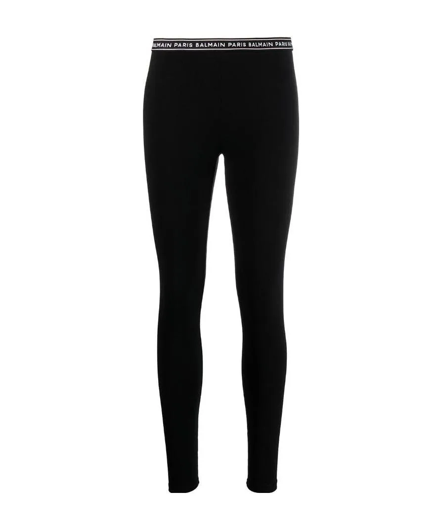 Logo-Waistband Cotton-Blend Leggings