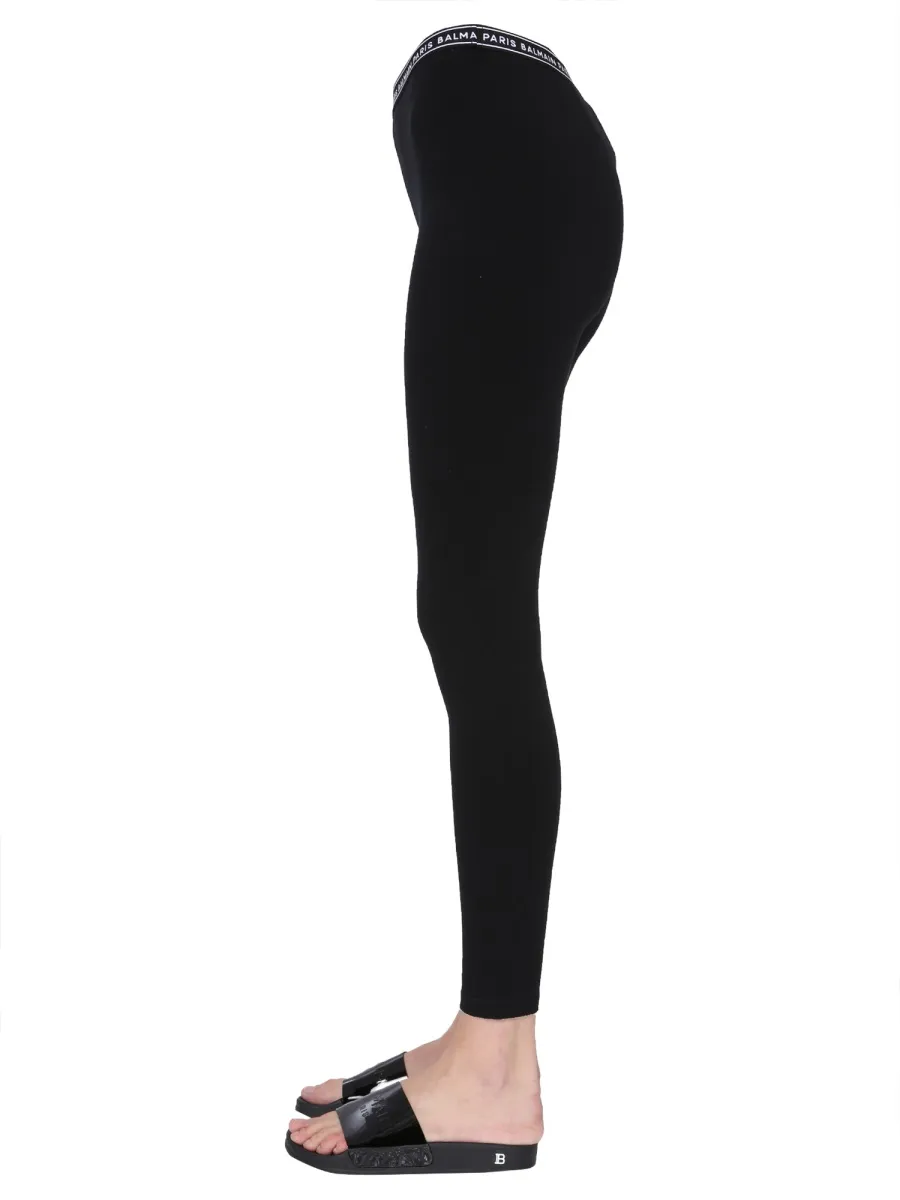 Logo-Waistband Cotton-Blend Leggings