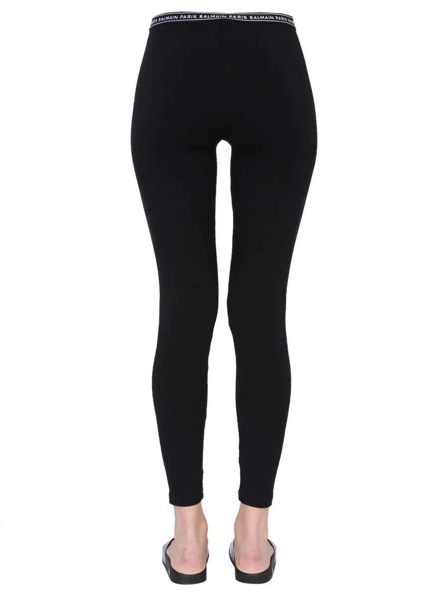 Logo-Waistband Cotton-Blend Leggings