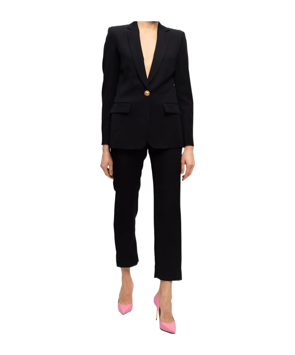 Straight-Leg Wool Cropped Trousers