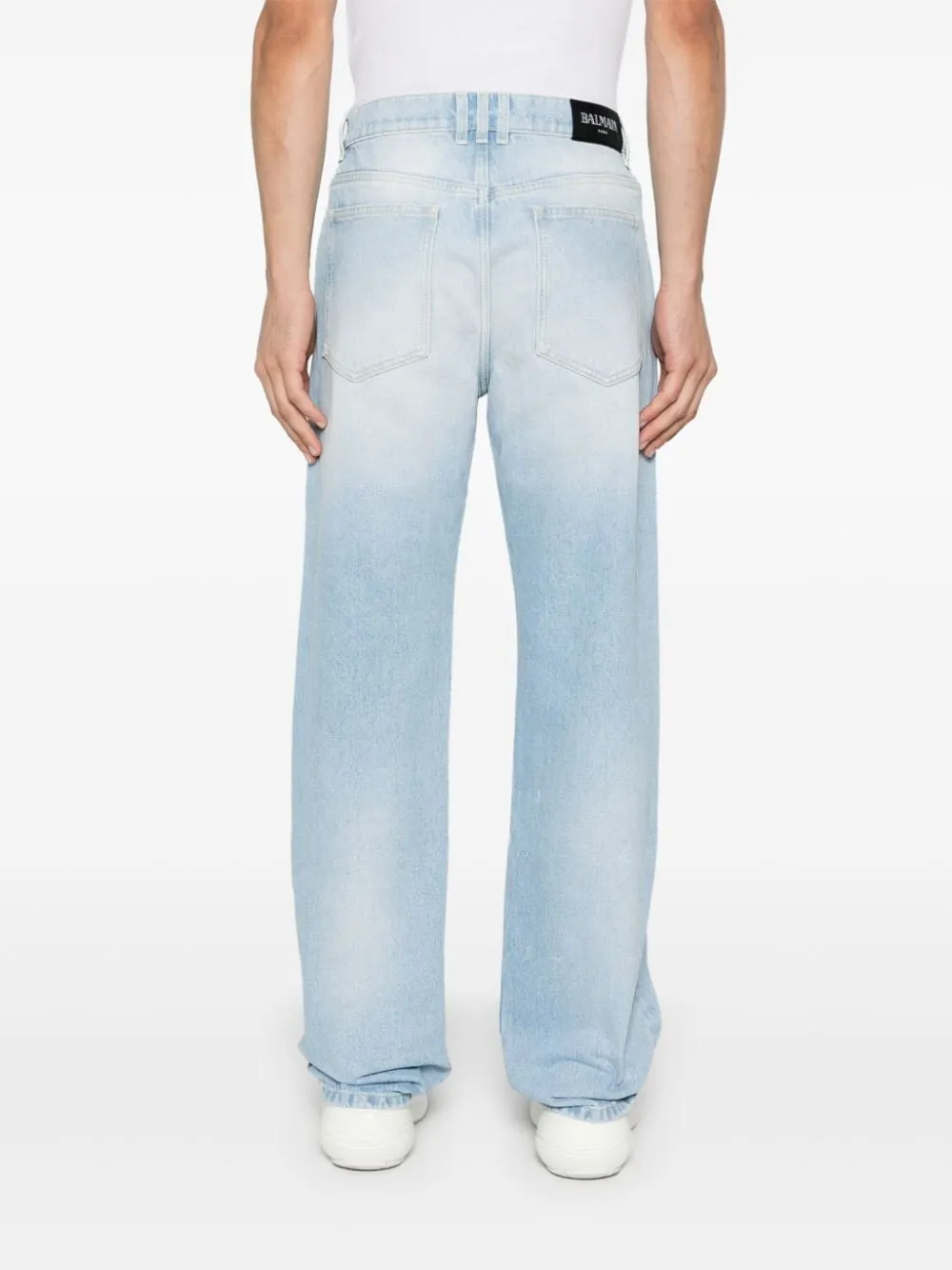Straight Leg Washed Denim Jeans