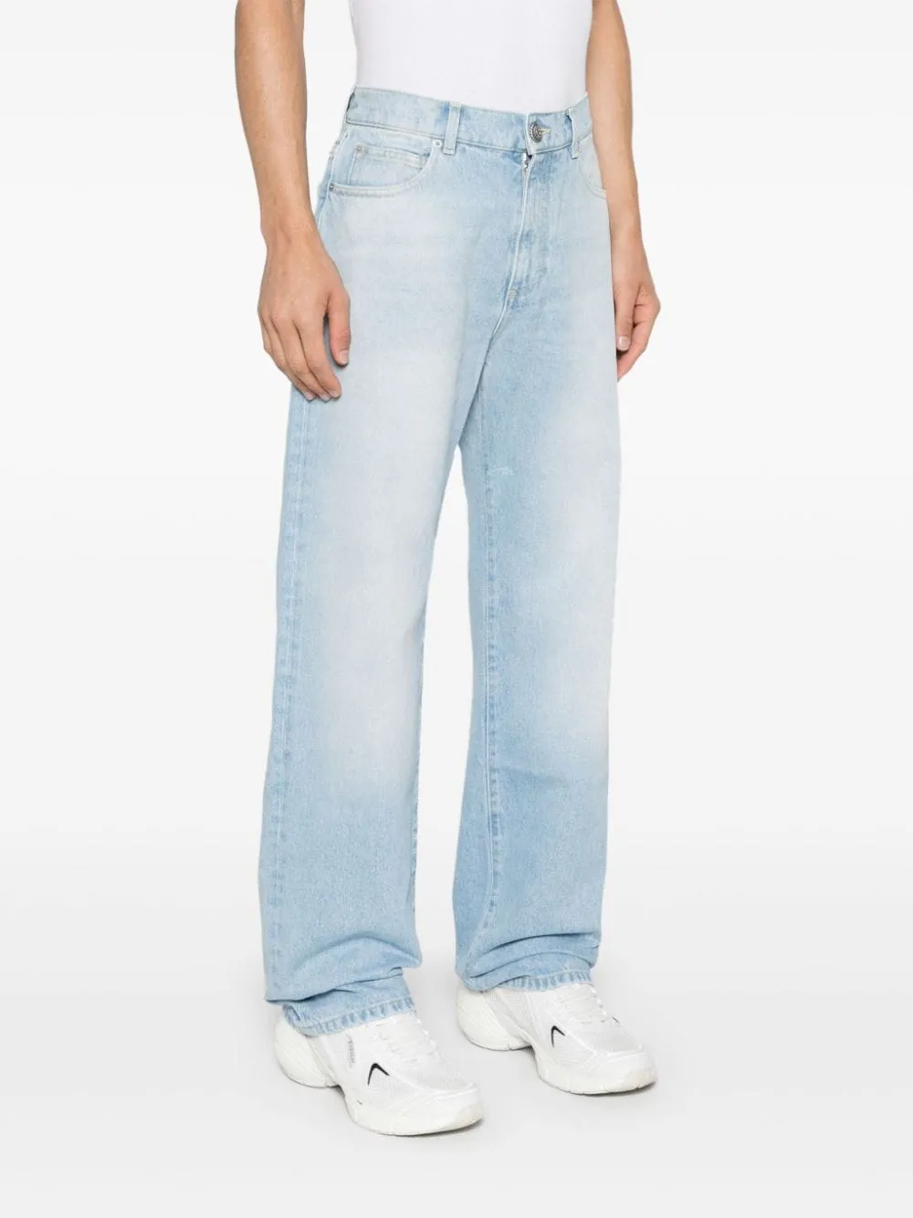 Straight Leg Washed Denim Jeans