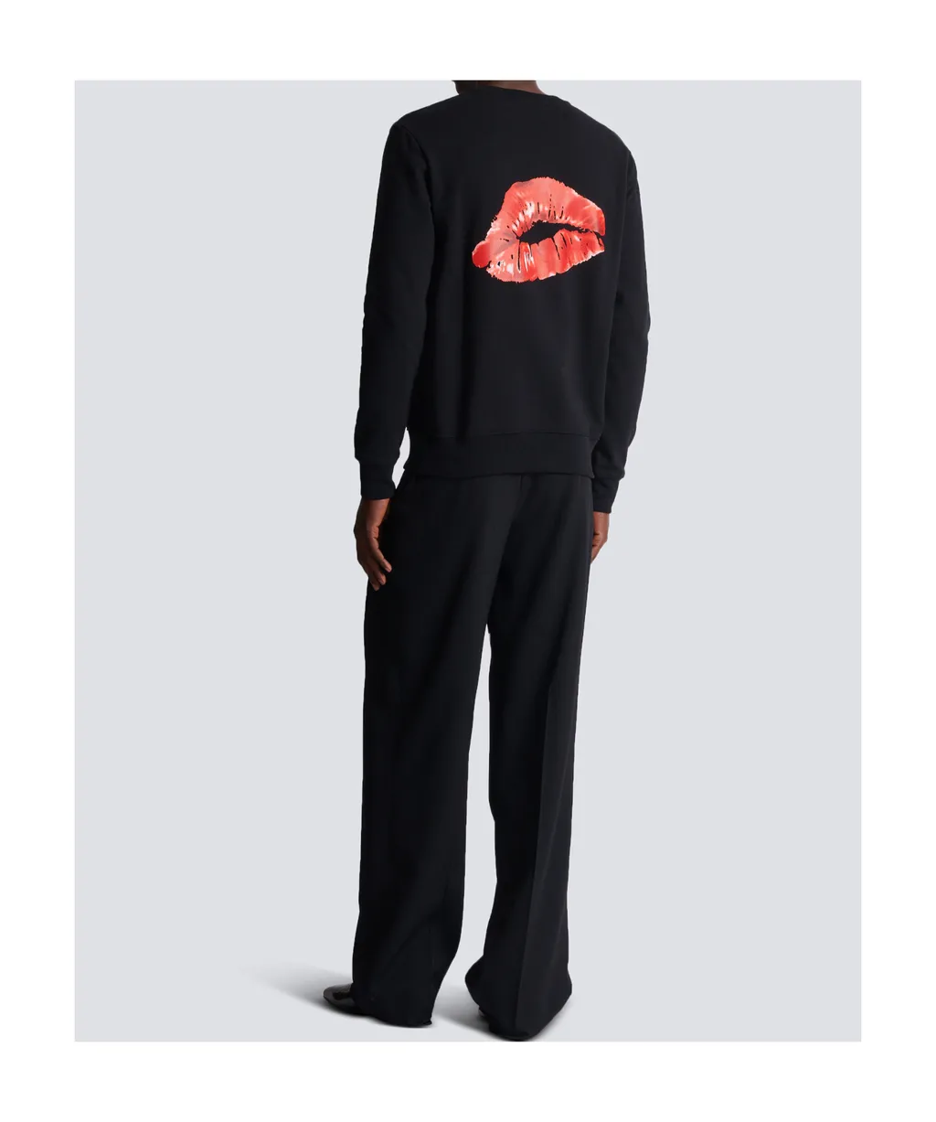 Kiss-Printed Round Neck Sweatshirt
