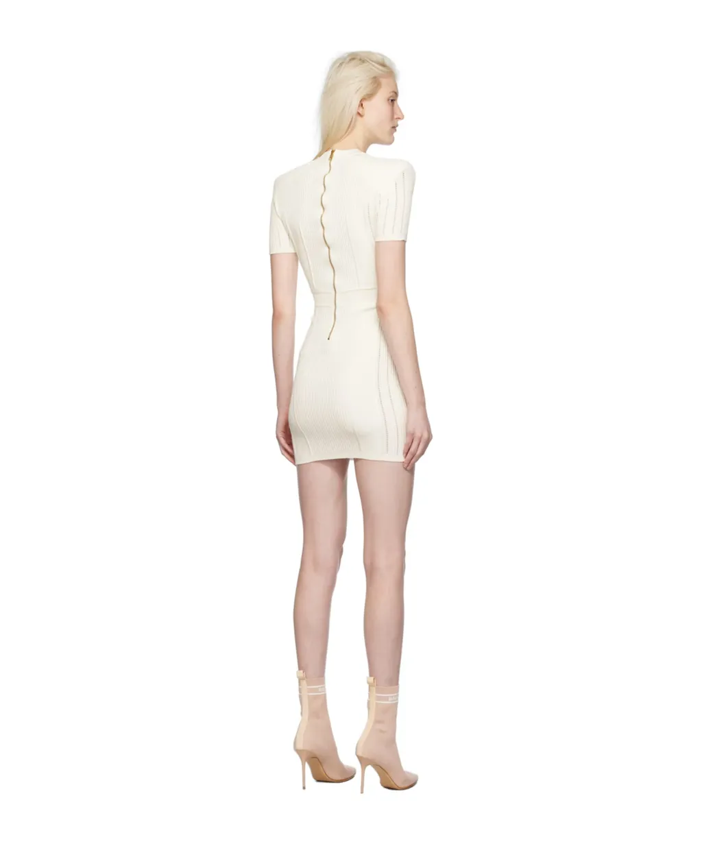 Laced V-Neck Short-Sleeved Dress