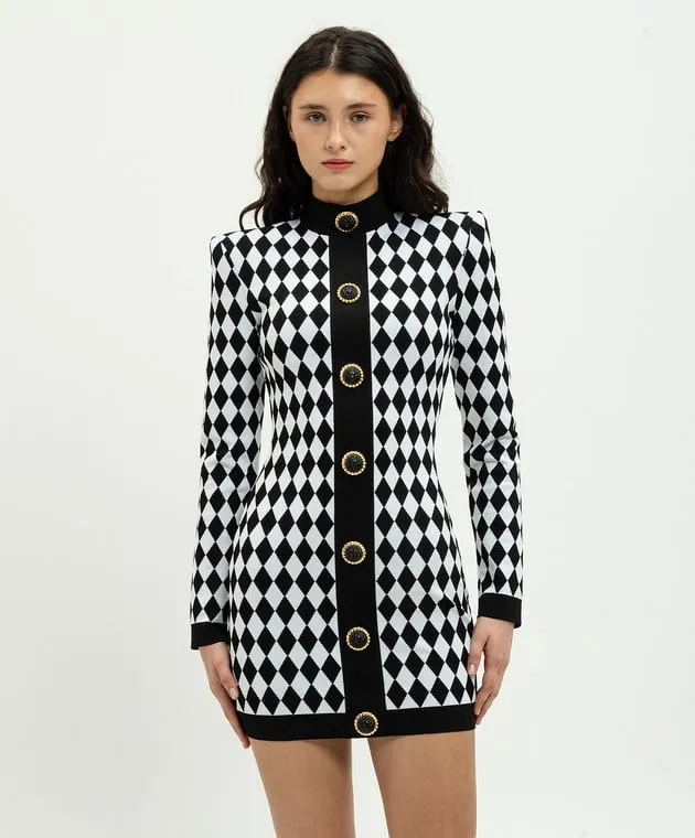 Diamond-Pattern Mini Dress
