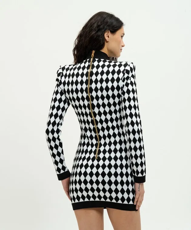 Diamond-Pattern Mini Dress