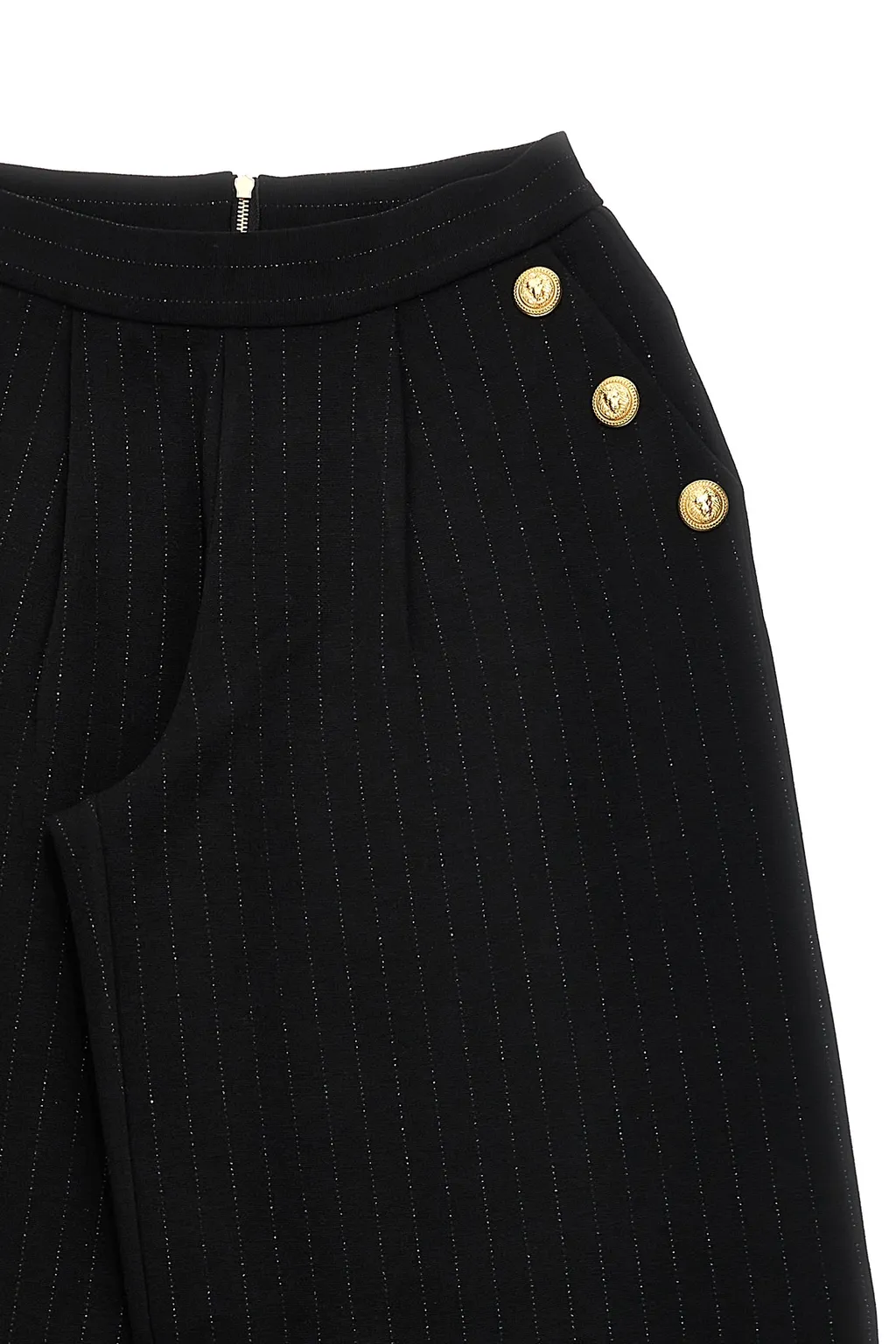 Pinstriped Wide-Leg Pants