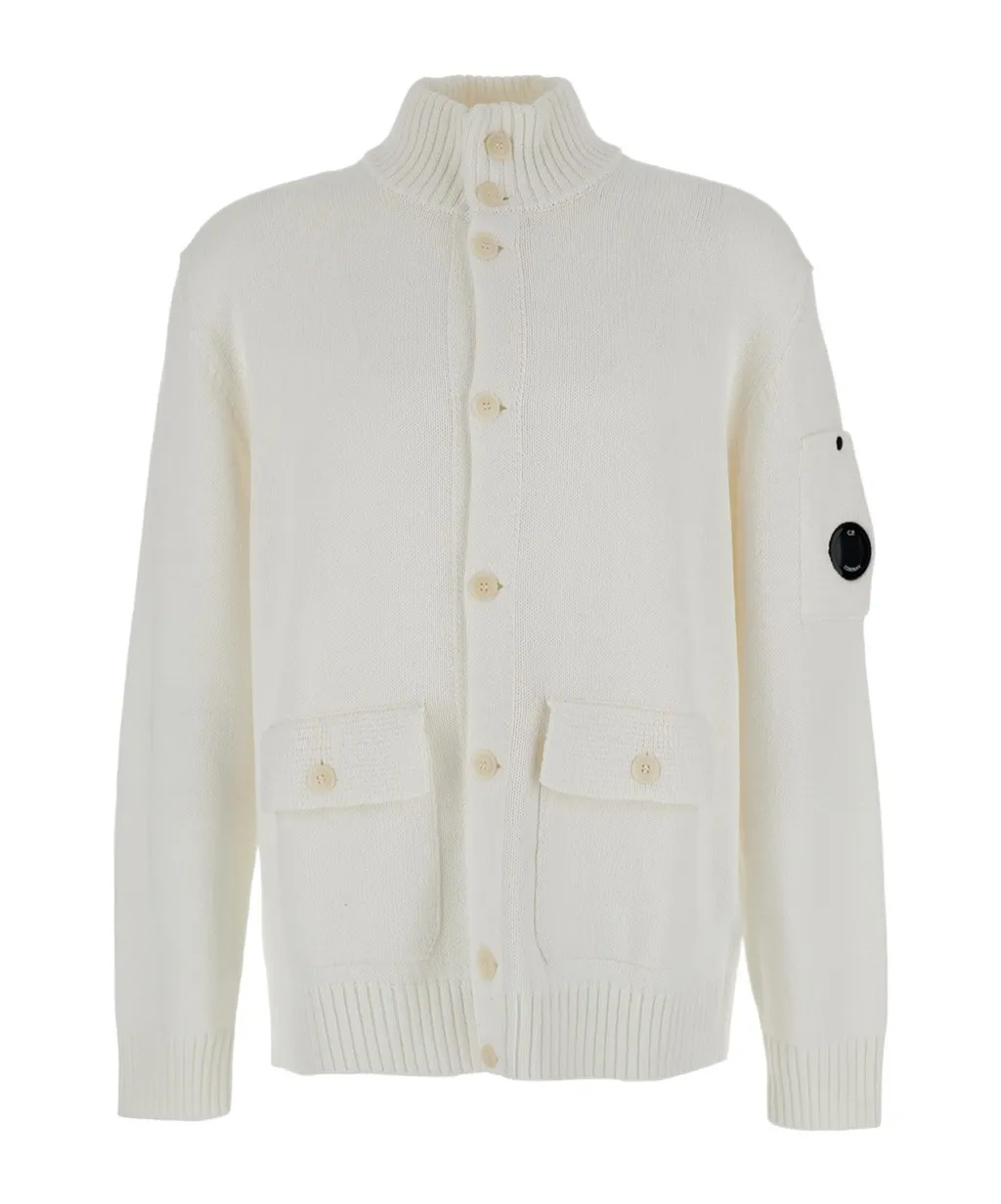 High Neck Cardigan With Sleeve Lens