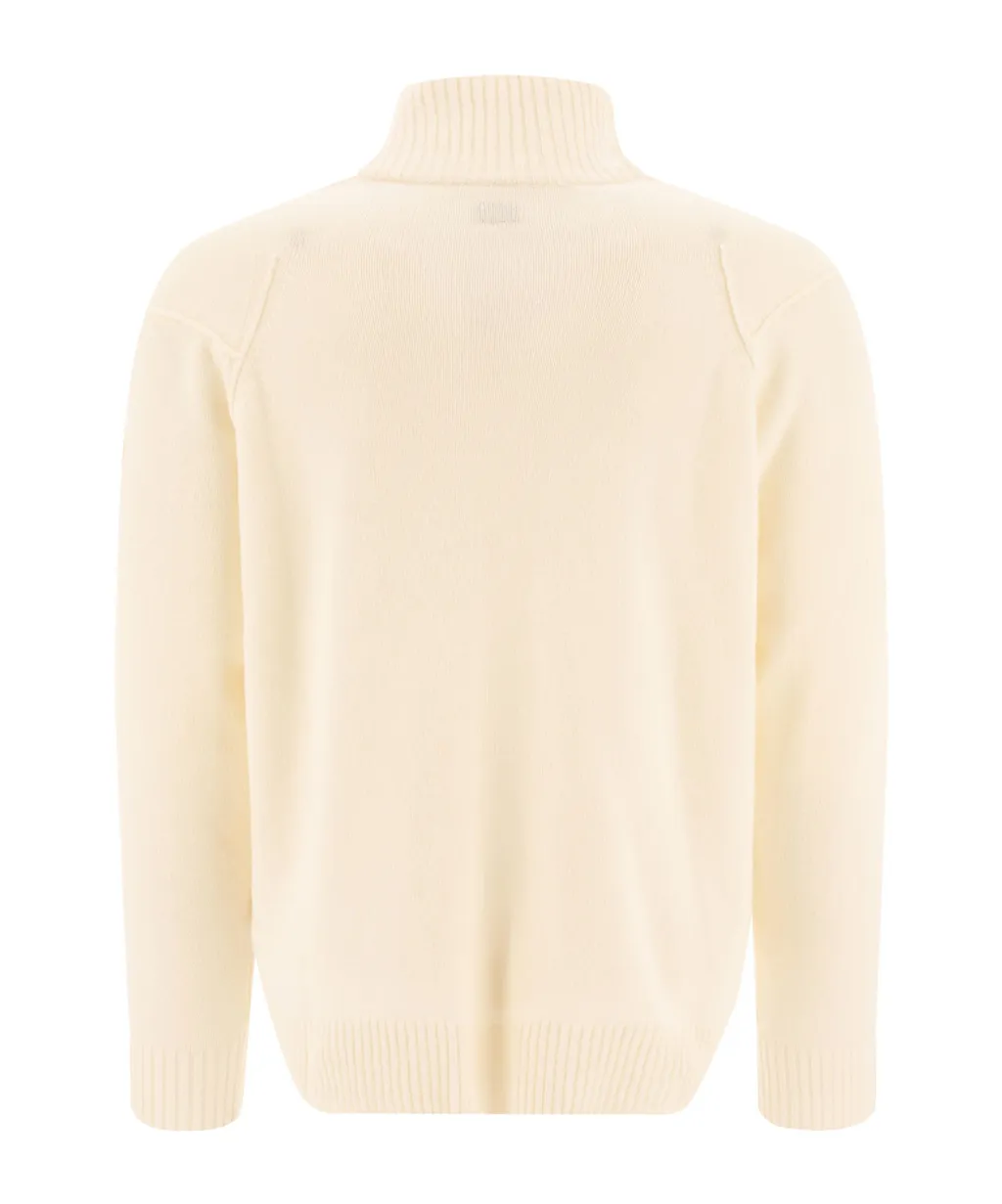 Lens Detailed Zip-Up Knitted Cardigan