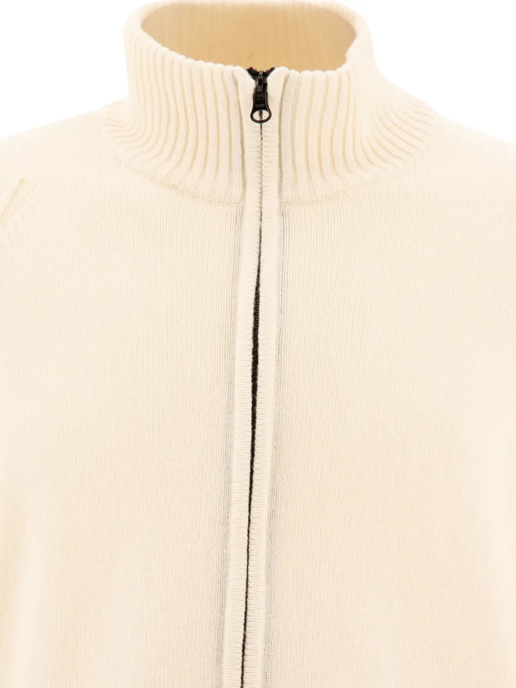 Lens Detailed Zip-Up Knitted Cardigan