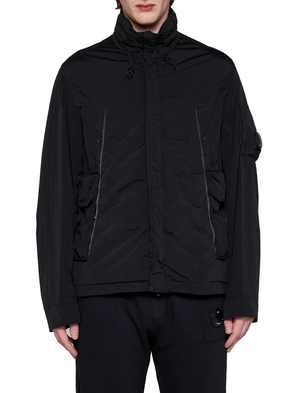 Lens-Detail Funnel Neck Jacket