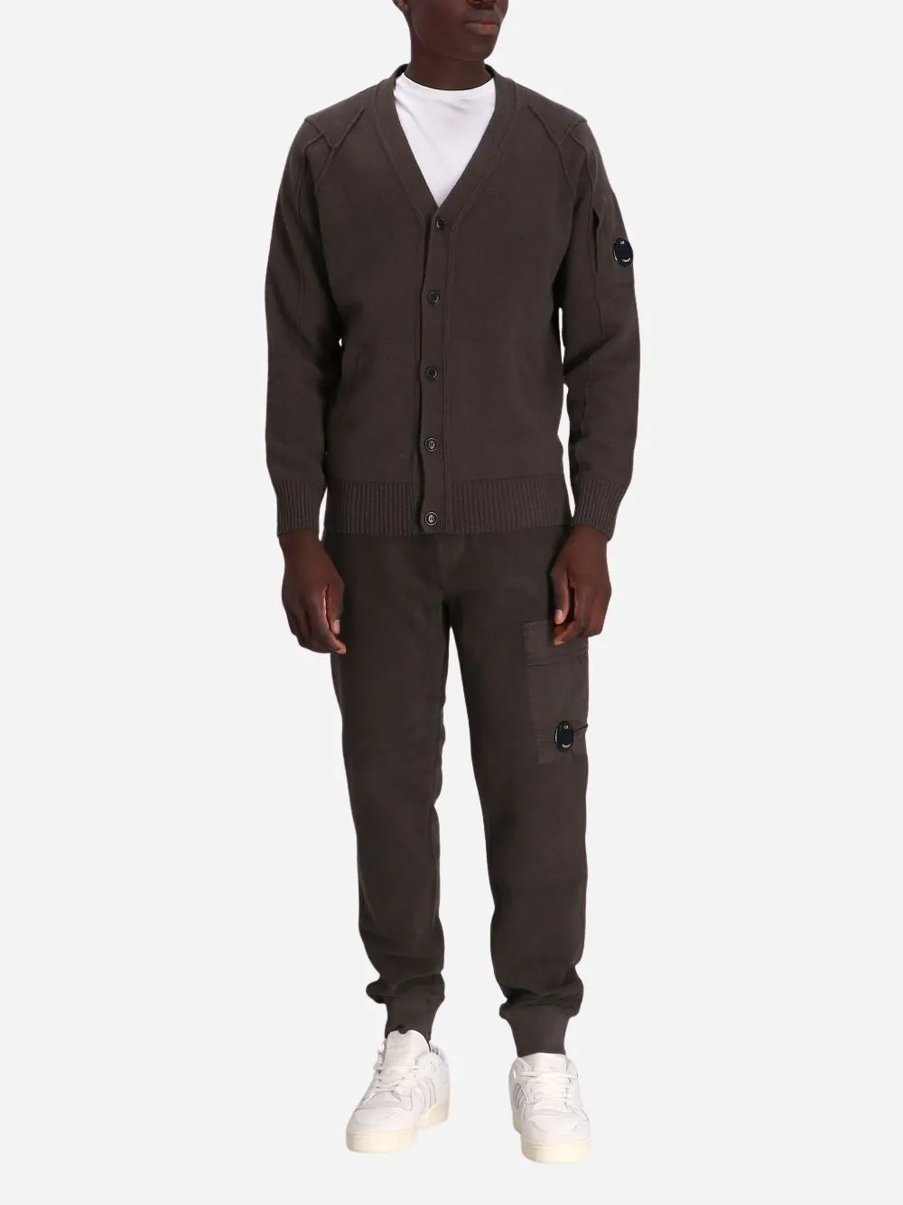 V-Neck Logo-Patch Cardigan