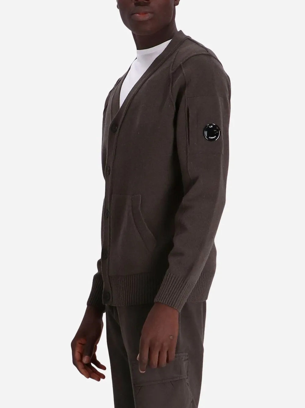 V-Neck Logo-Patch Cardigan