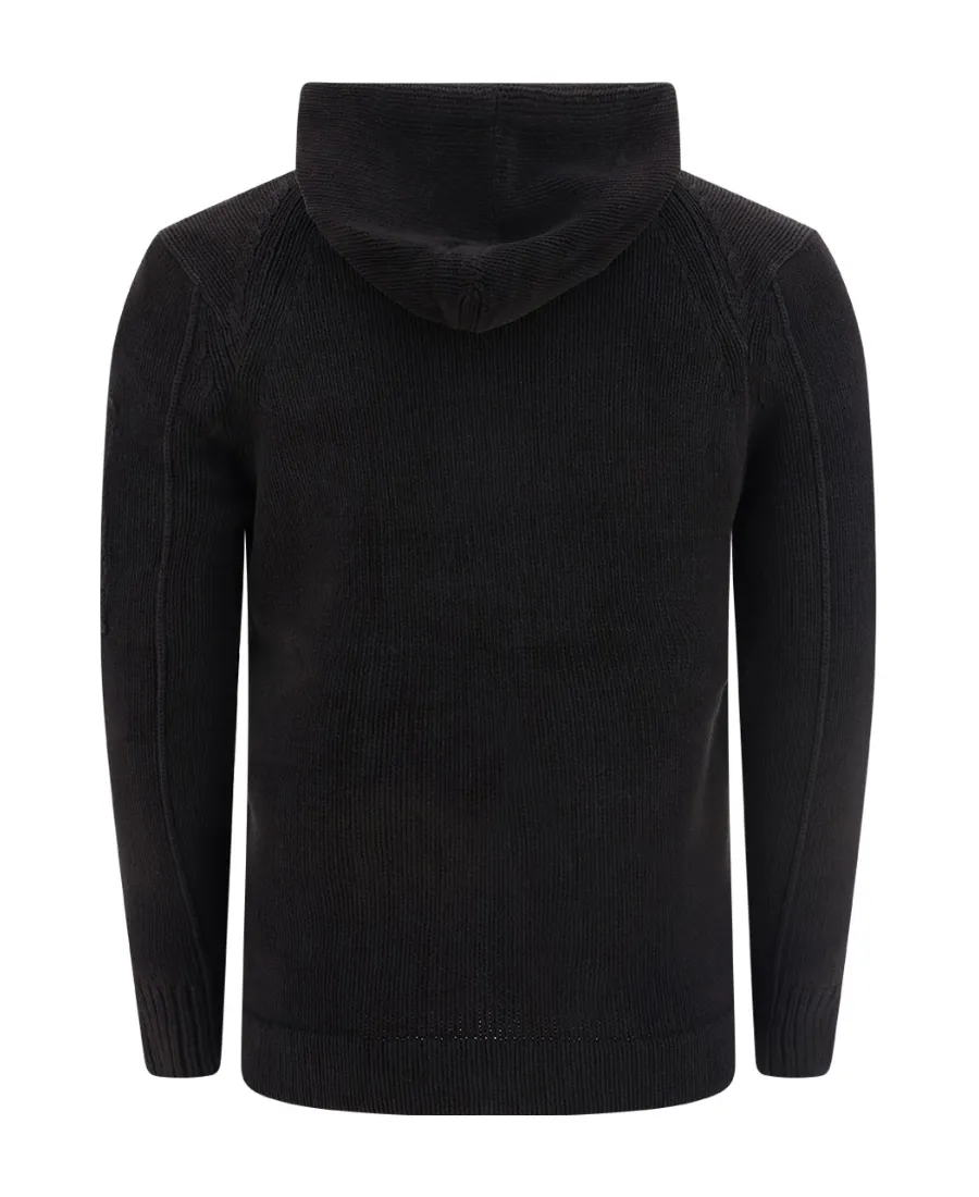 Lens-Detail Knitted Hoodie