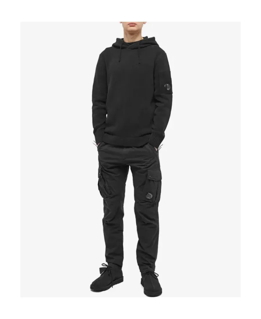 Lens-Detail Knitted Hoodie