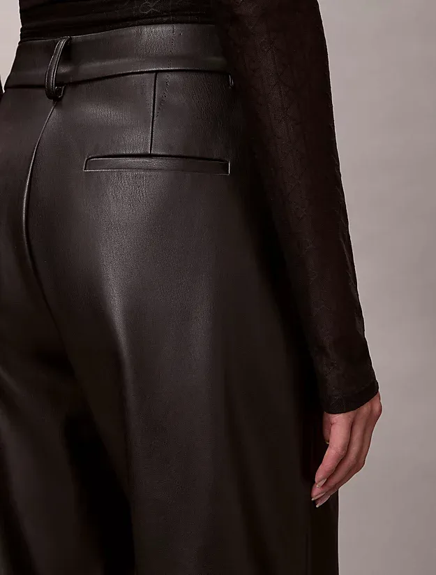 Faux Leather Pleated Trousers