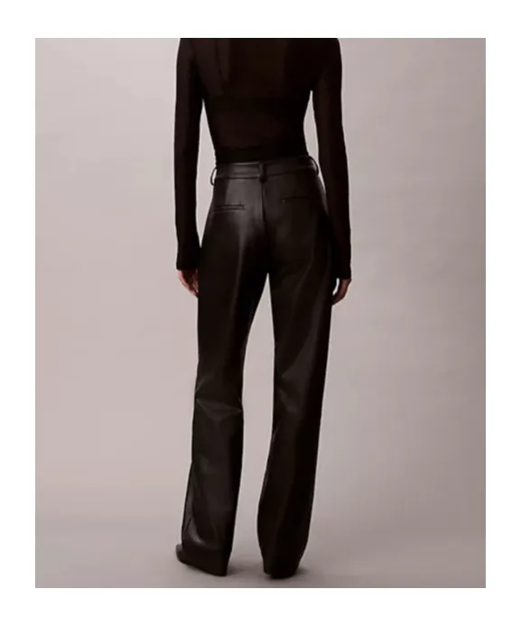 Faux Leather Pleated Trousers