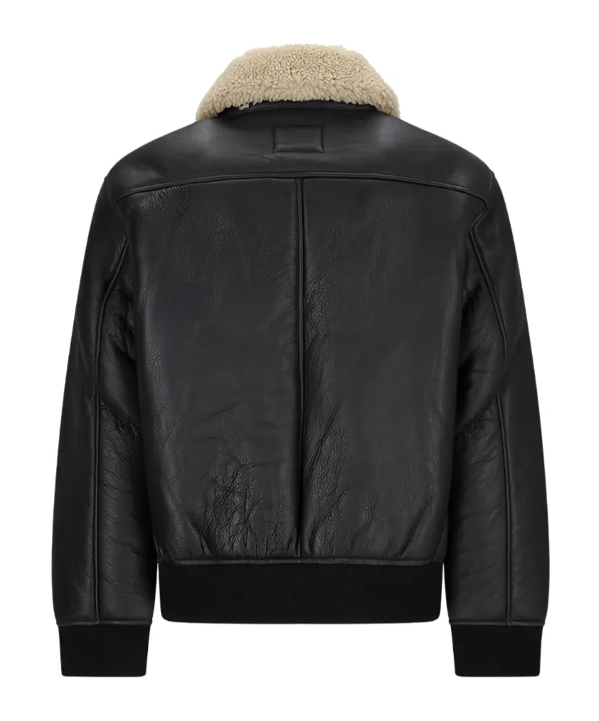 Shearling-Collar Bomber Jacket