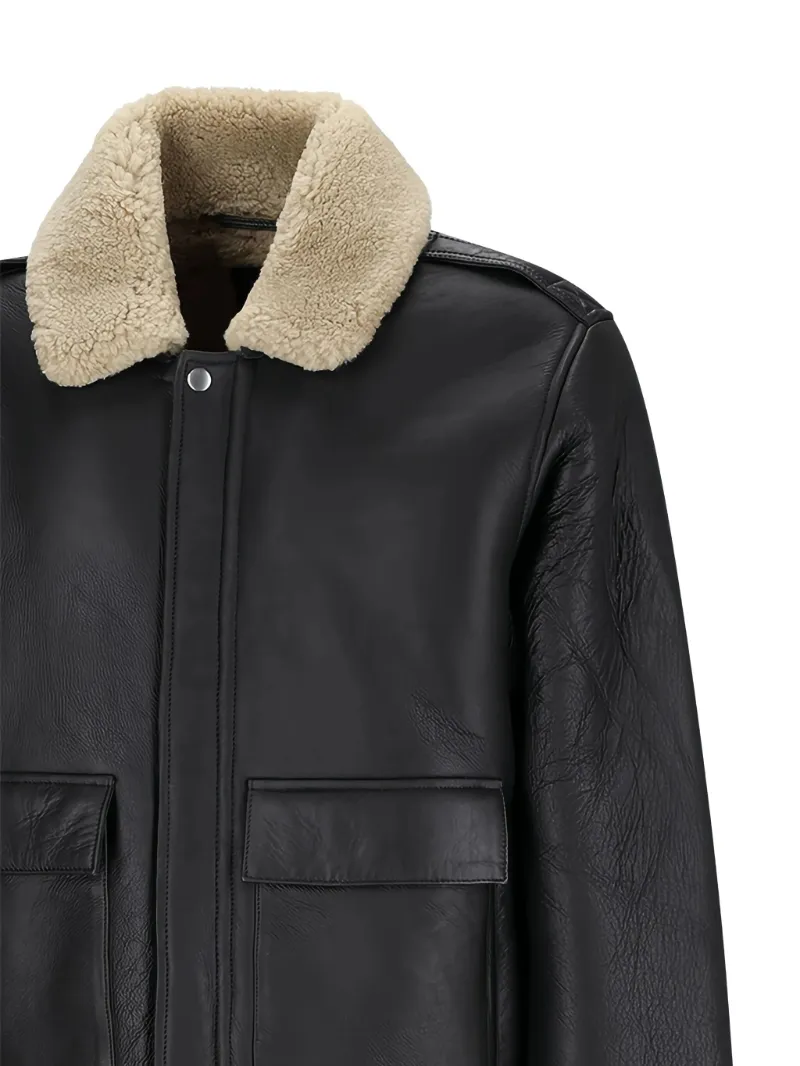 Shearling-Collar Bomber Jacket