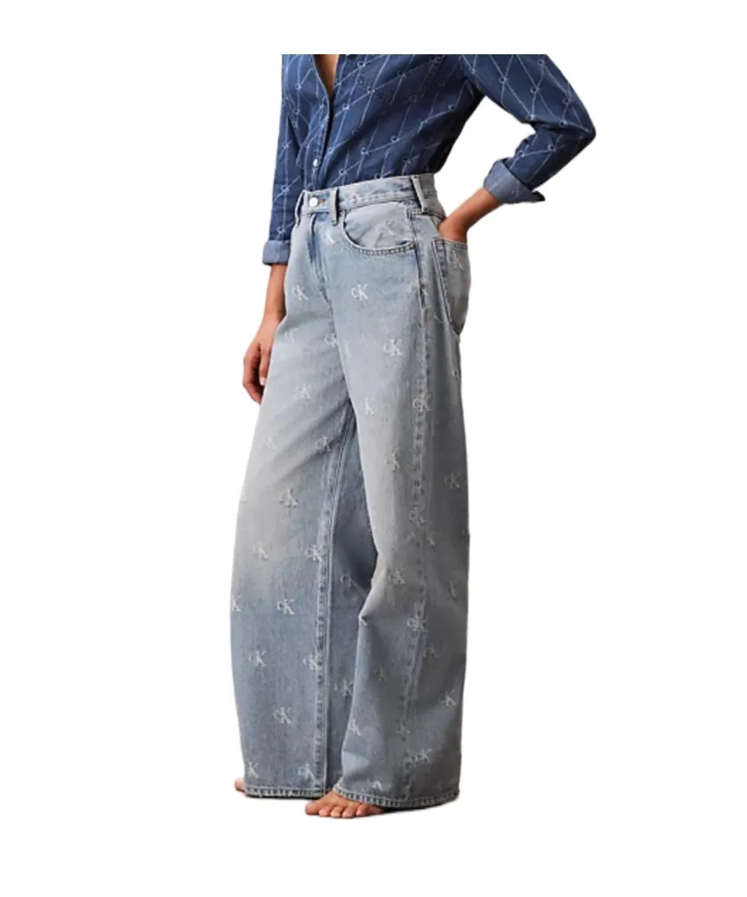 Wide Leg Logo Jeans