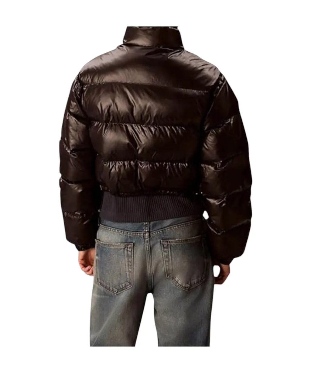 High Neck Crop Shiny Down Jacket