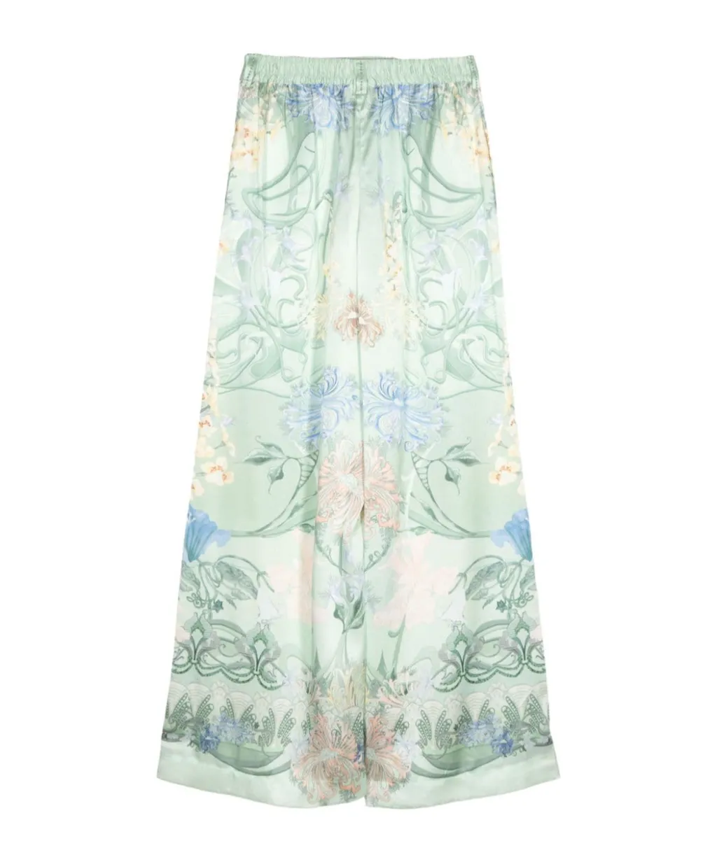 Dreaming In Dutch-Print Silk Trousers