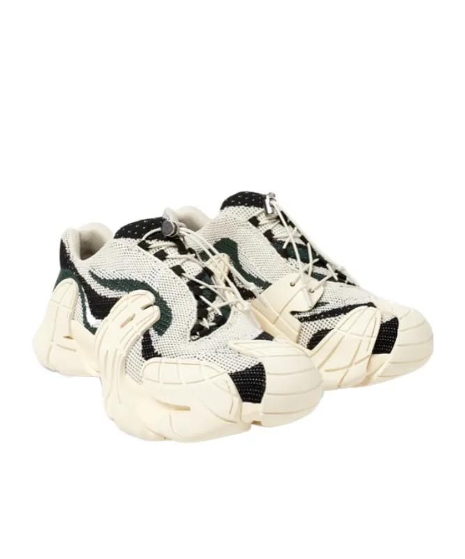 Tormenta White-Green Textile Sneakers