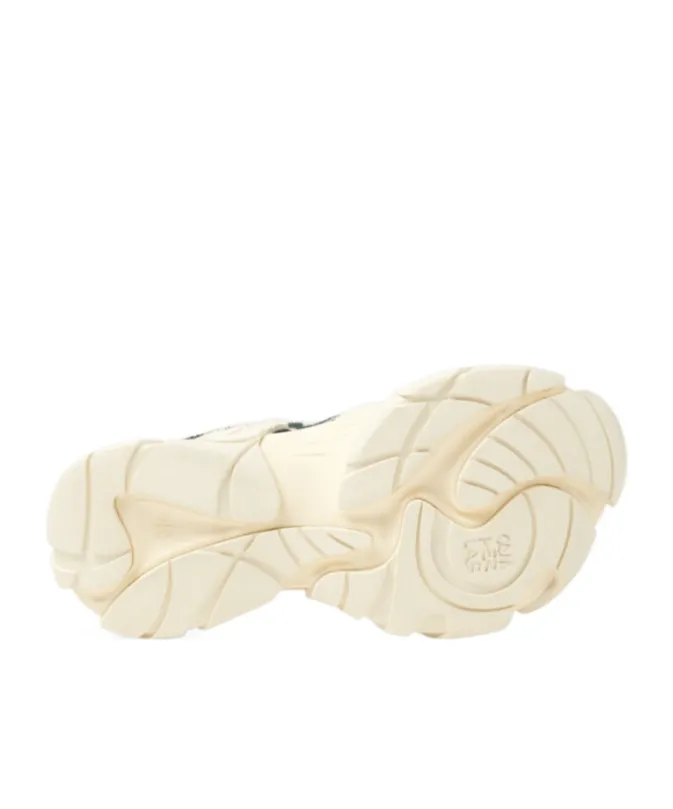 Tormenta White-Green Textile Sneakers
