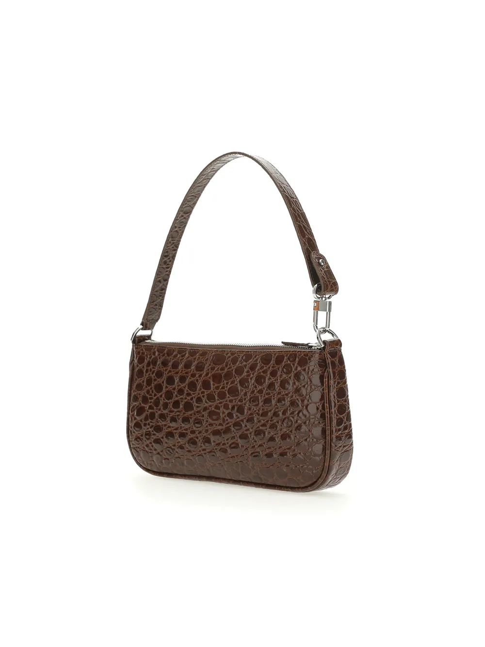 Brown Crocodile Striped Shoulder Bag
