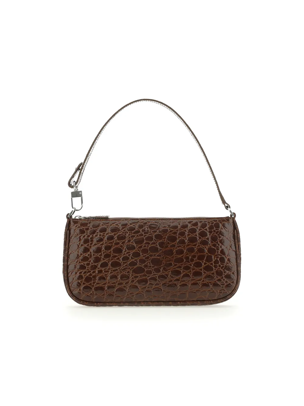 Brown Crocodile Striped Shoulder Bag