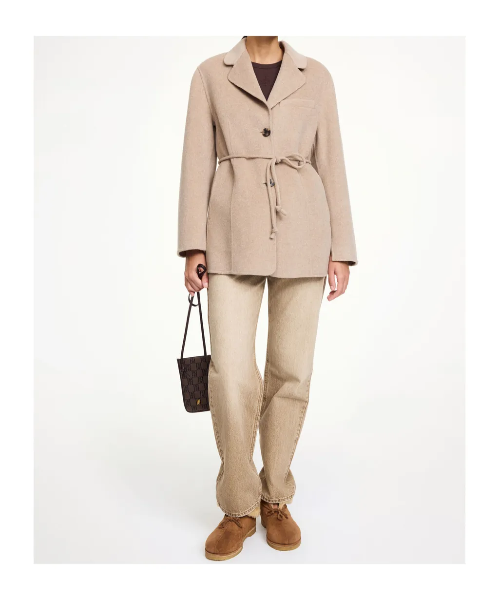 Tie-Waist Single-Breasted Blazer